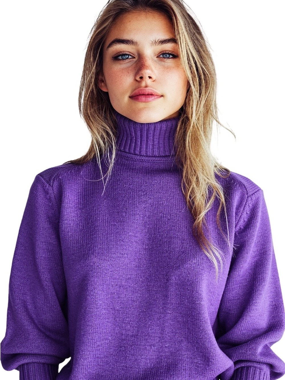 ZARA Purple Turtleneck Sweater Size M Soft Knit Cozy High Neck